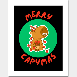 Merry Capymas | Capybara Pun Posters and Art